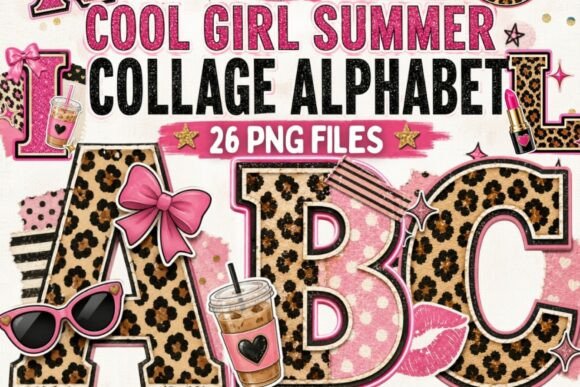 Download Cool Girl Summer Collage Alphabet PNG - Summer Collection