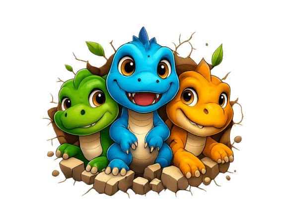 Download 3D Dinosaur Colorful Design Kids Png - Design Collection