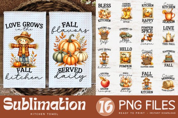 Download Fall Kitchen Towel Sublimation Designs - Design Collection