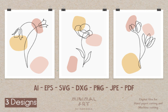 Download 3 Wall Art One Line Flora Natural Summer - Summer Collection